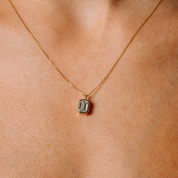 14K gold necklace with emerald cut diamond pendant, timeless fine jewelry for everyday wear