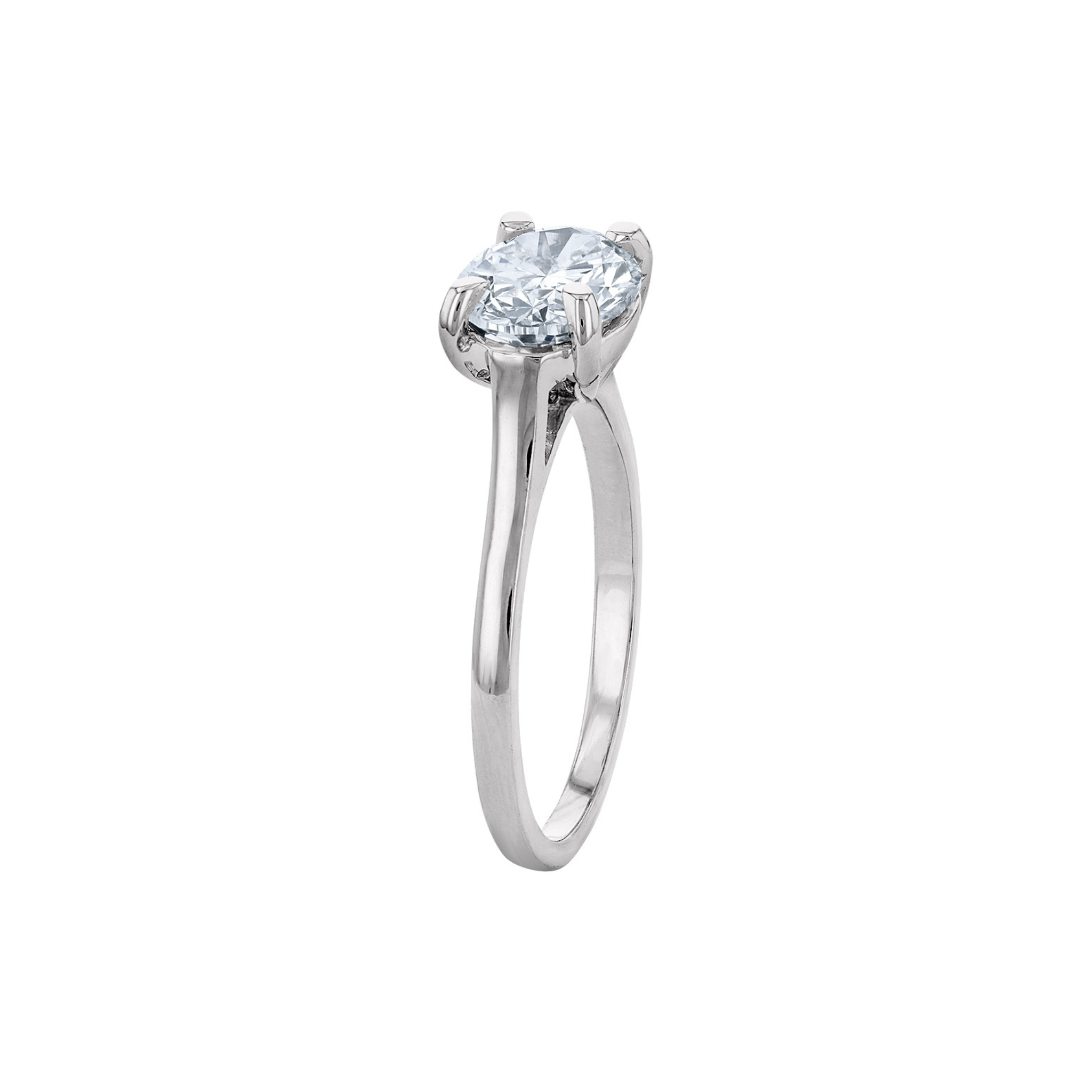East West Lab Grown Oval Solitaire Diamond Ring
