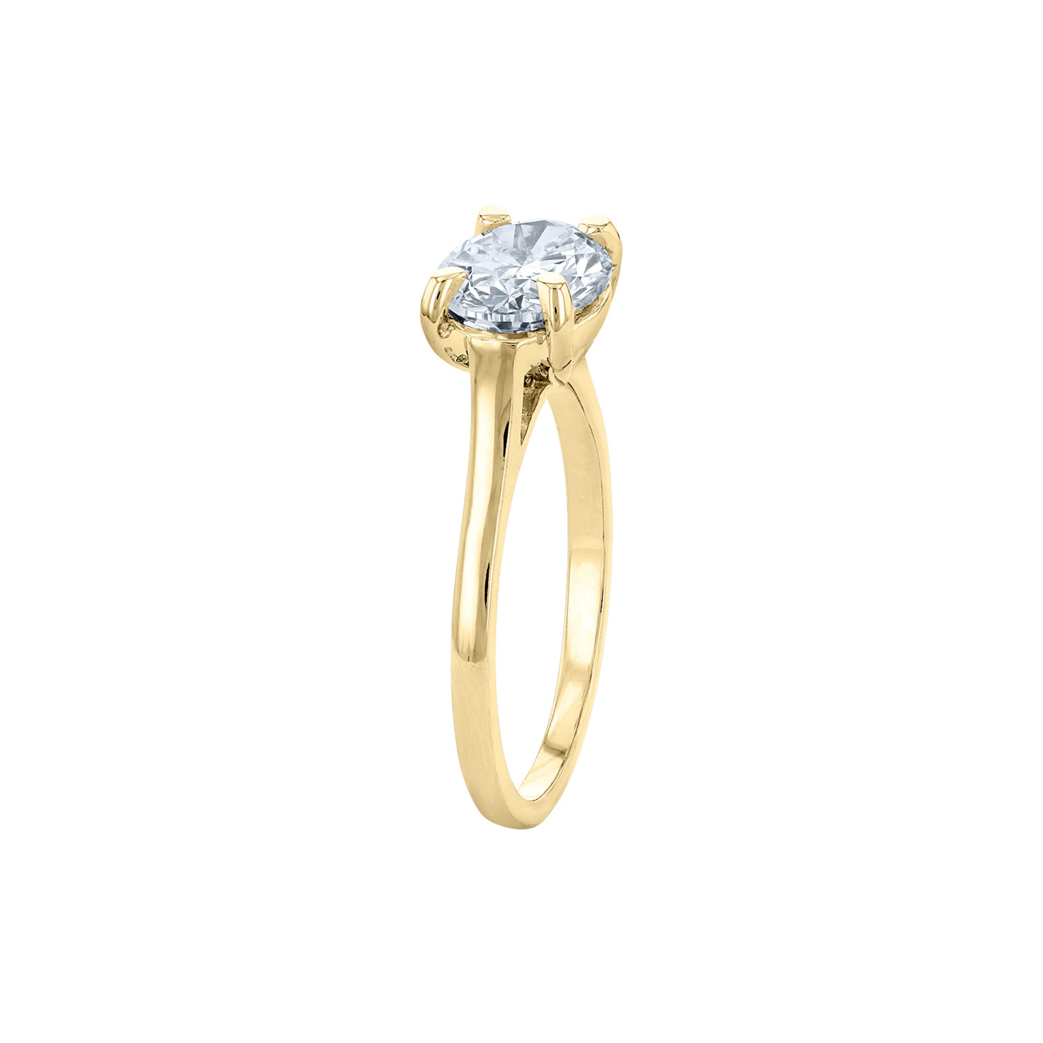 East West Lab Grown Oval Solitaire Diamond Ring