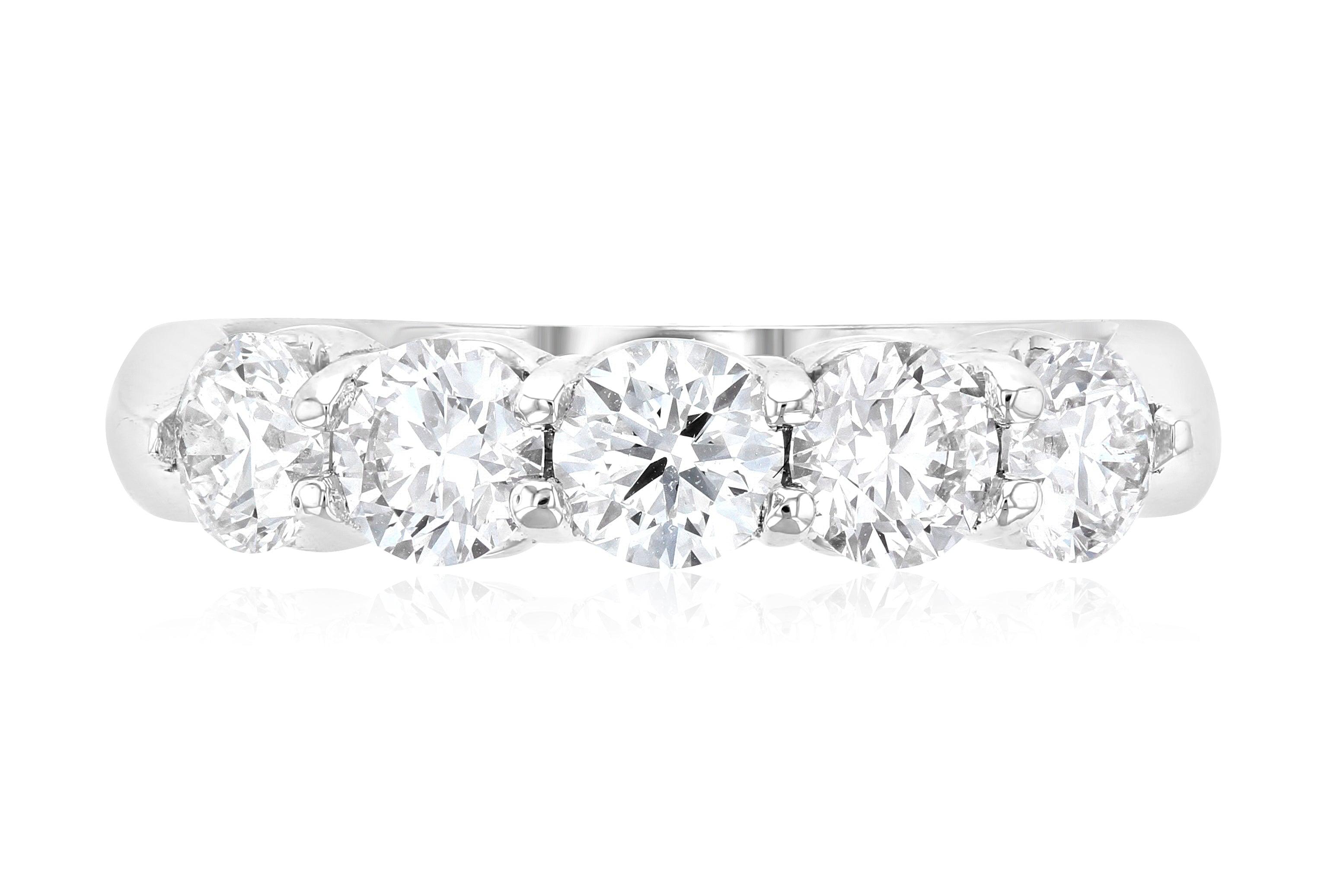 Elegant 14K gold ring with five round diamonds, timeless fine jewelry for everyday wear