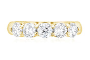 14K yellow gold ring with five round diamonds, timeless fine jewelry for everyday wear