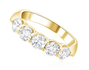 14K yellow gold ring with five round diamonds, timeless fine jewelry for everyday wear