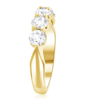 14K gold diamond ring with three round stones, timeless fine jewelry design