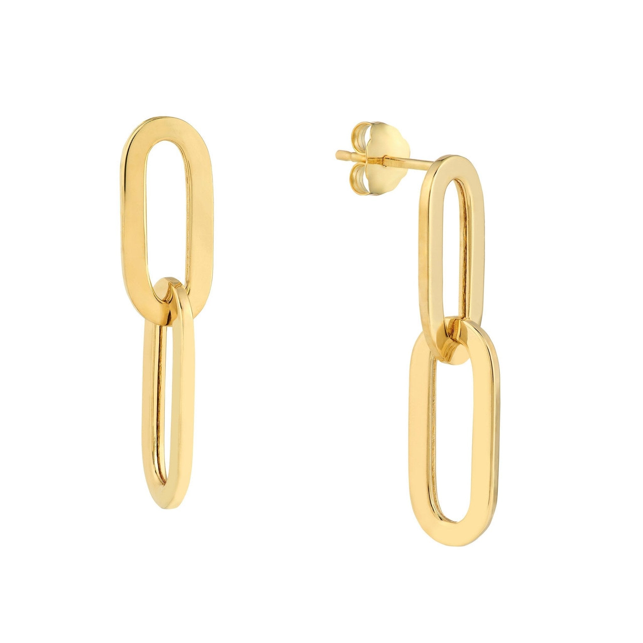 Flat Oval Link Dangle Earrings