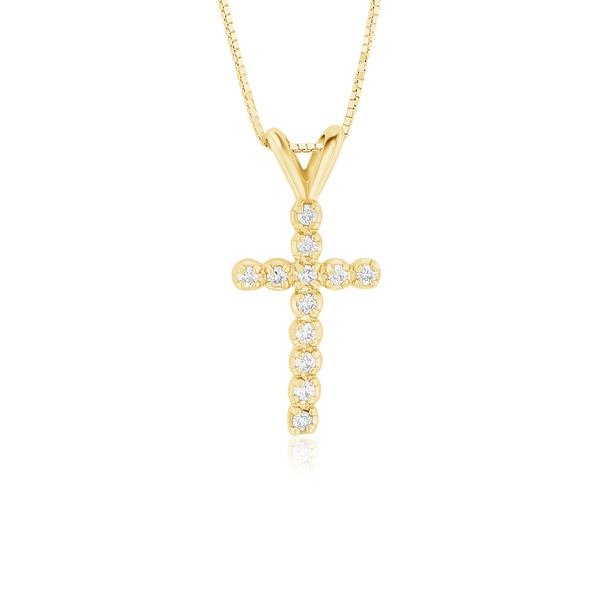 Floating Diamond Cross Necklace in 14K Yellow Gold - Iris + Mill