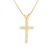 14K gold cross necklace with diamond accents, elegant everyday fine jewelry