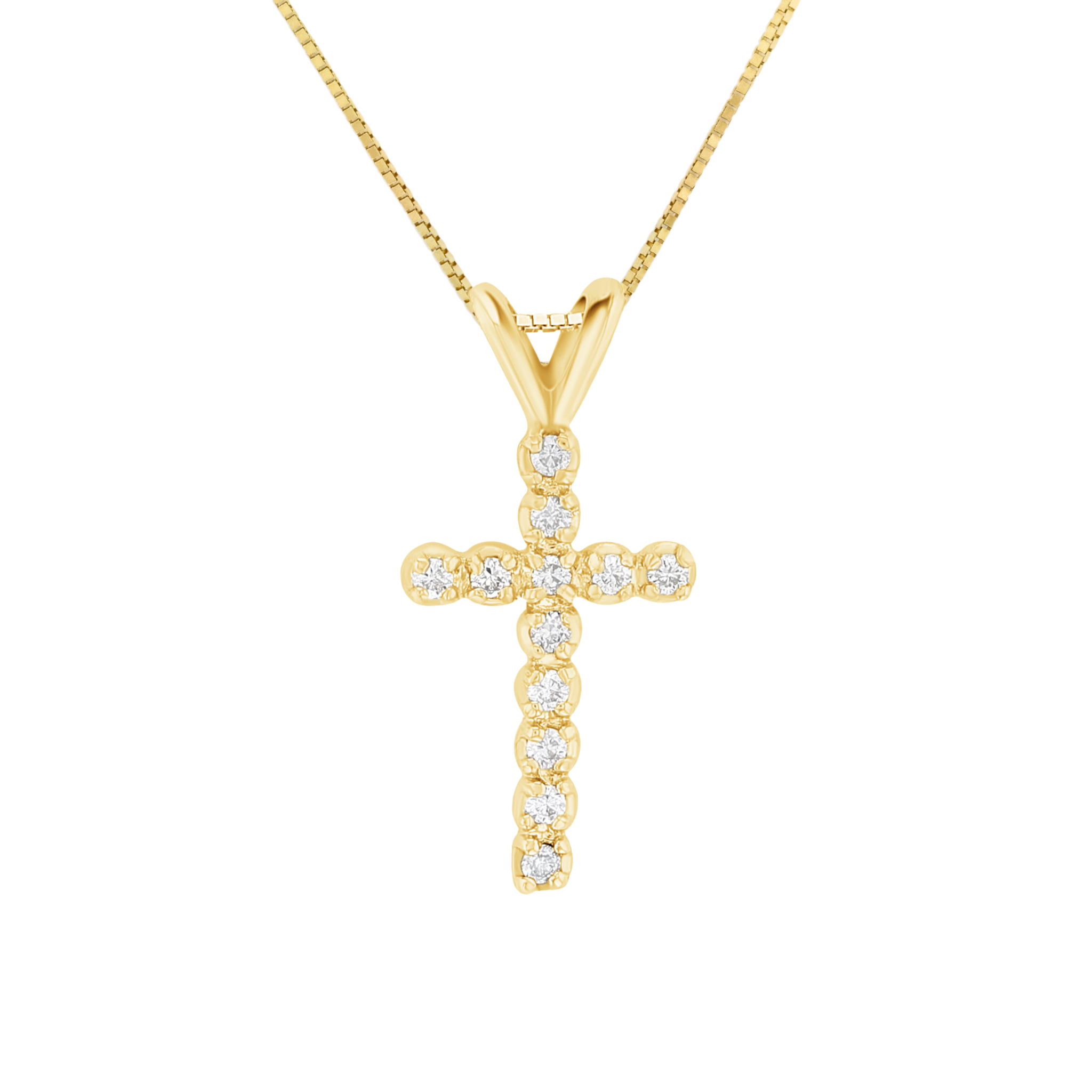 14K gold cross necklace with diamond accents, elegant everyday fine jewelry