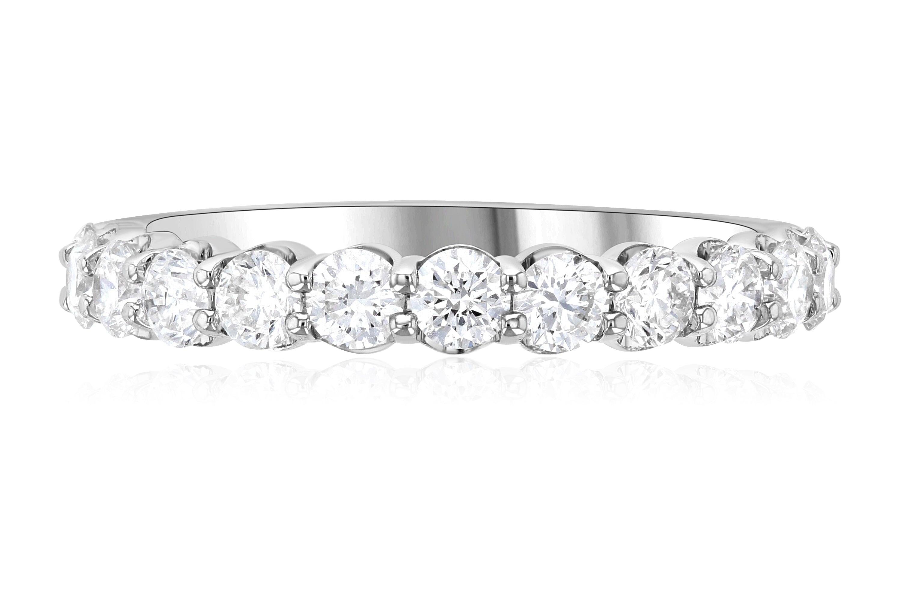 14K gold diamond eternity band with round brilliant stones, timeless fine jewelry for everyday wear