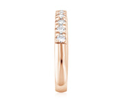 Rose gold diamond stackable ring with five round stones, fine jewelry for everyday wear