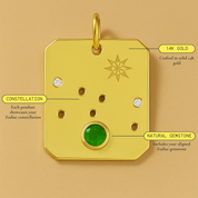 14K gold zodiac pendant with natural gemstone and constellation design, crafted for everyday wear