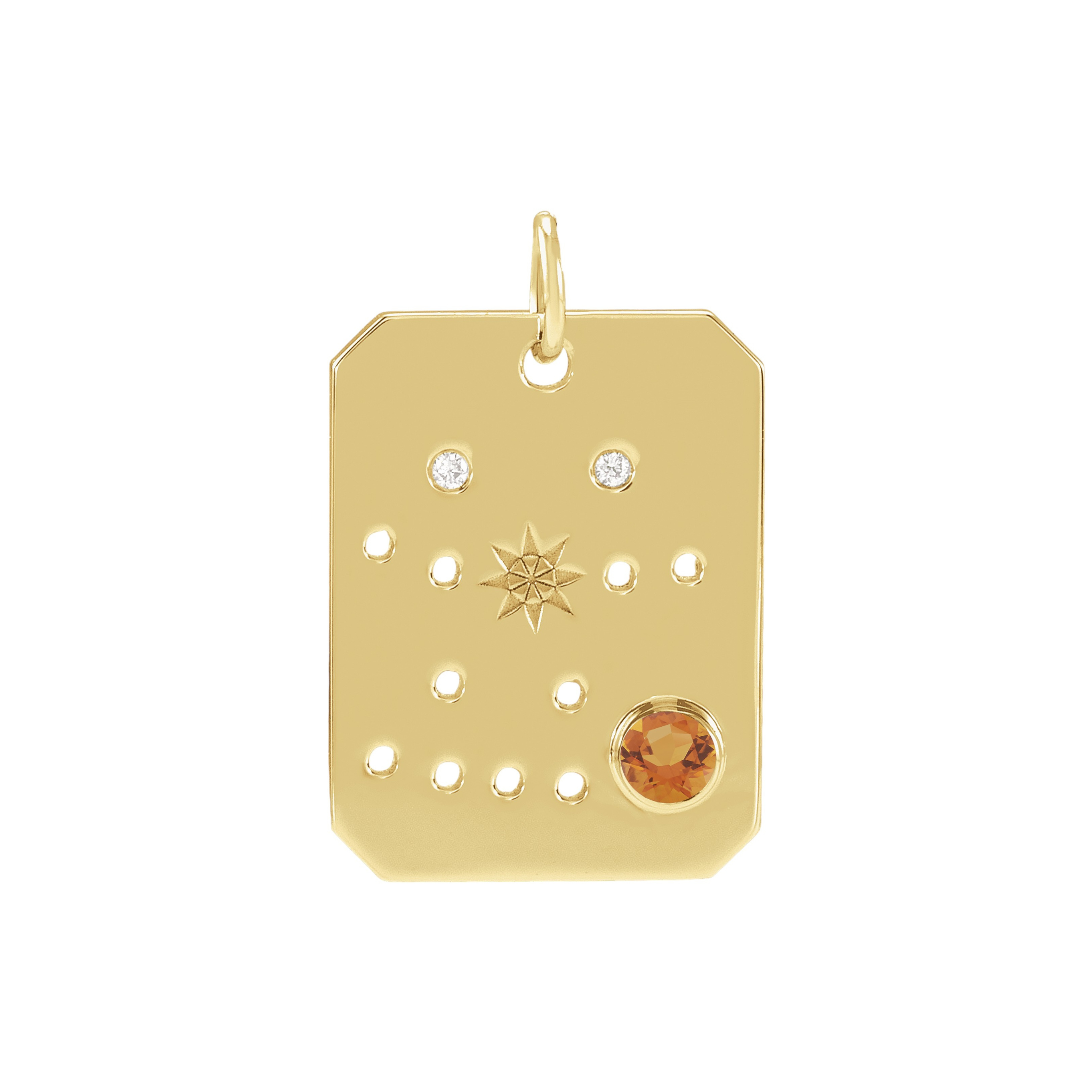 Gemini Zodiac Citrine Constellation Pendant Necklace