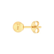 14K gold ball stud earring with secure back, timeless fine jewelry for everyday wear
