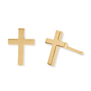 14K gold cross stud earrings, minimalist design for everyday wear