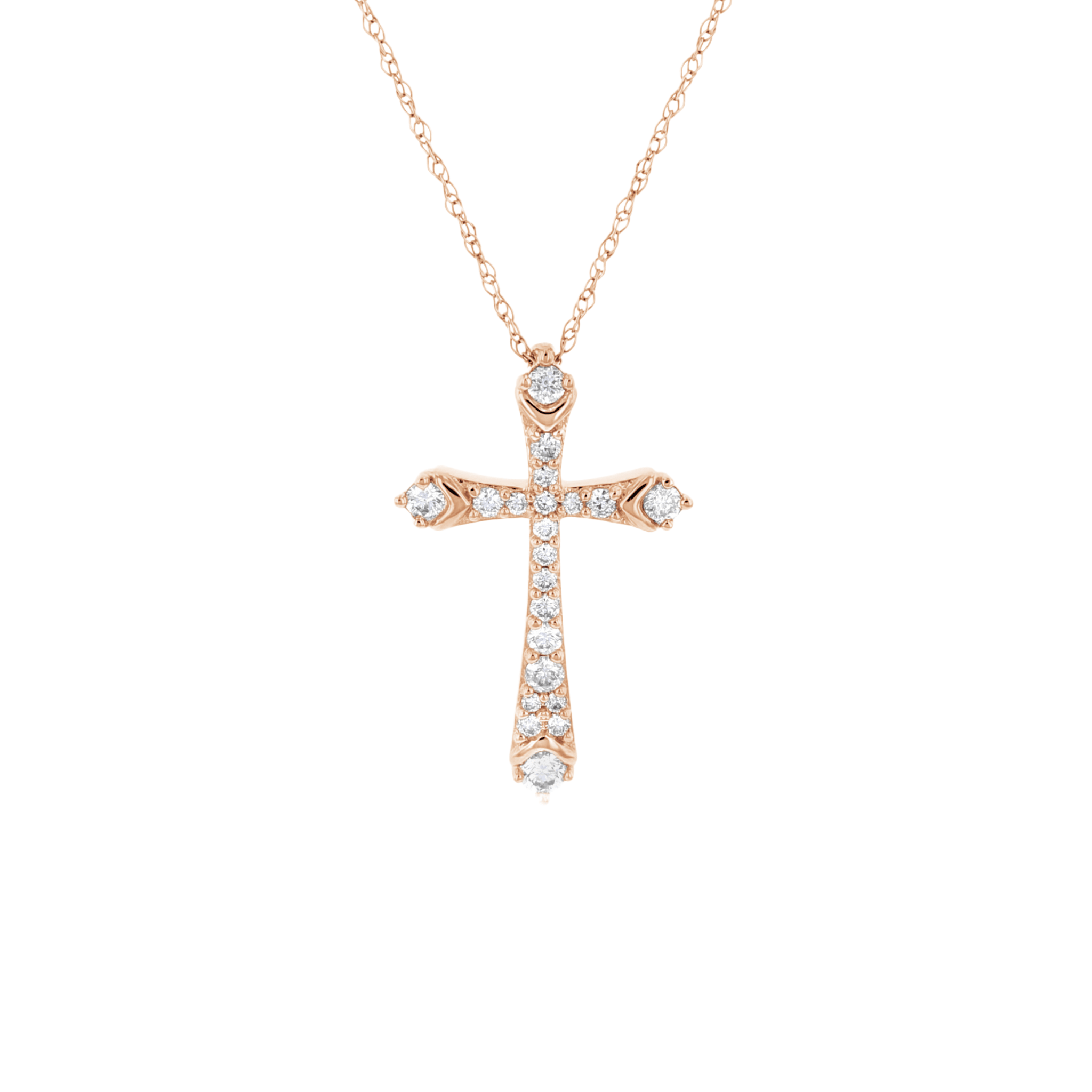 Graduated Diamond Cross Necklace