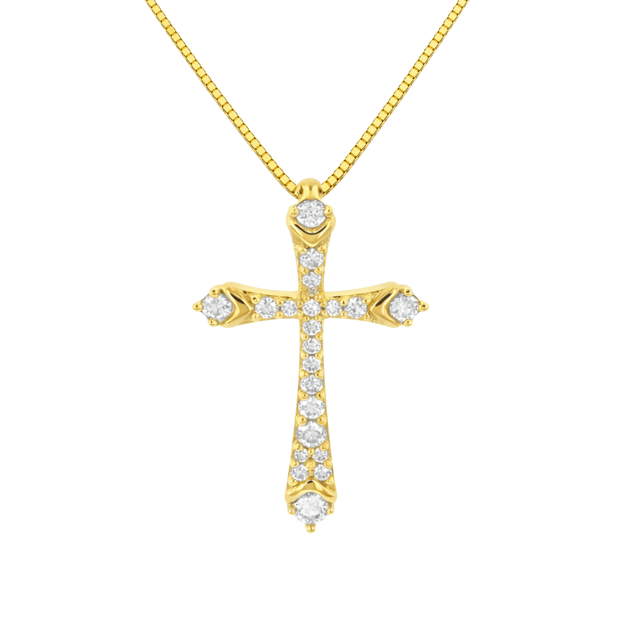 Graduated Diamond Cross Necklace