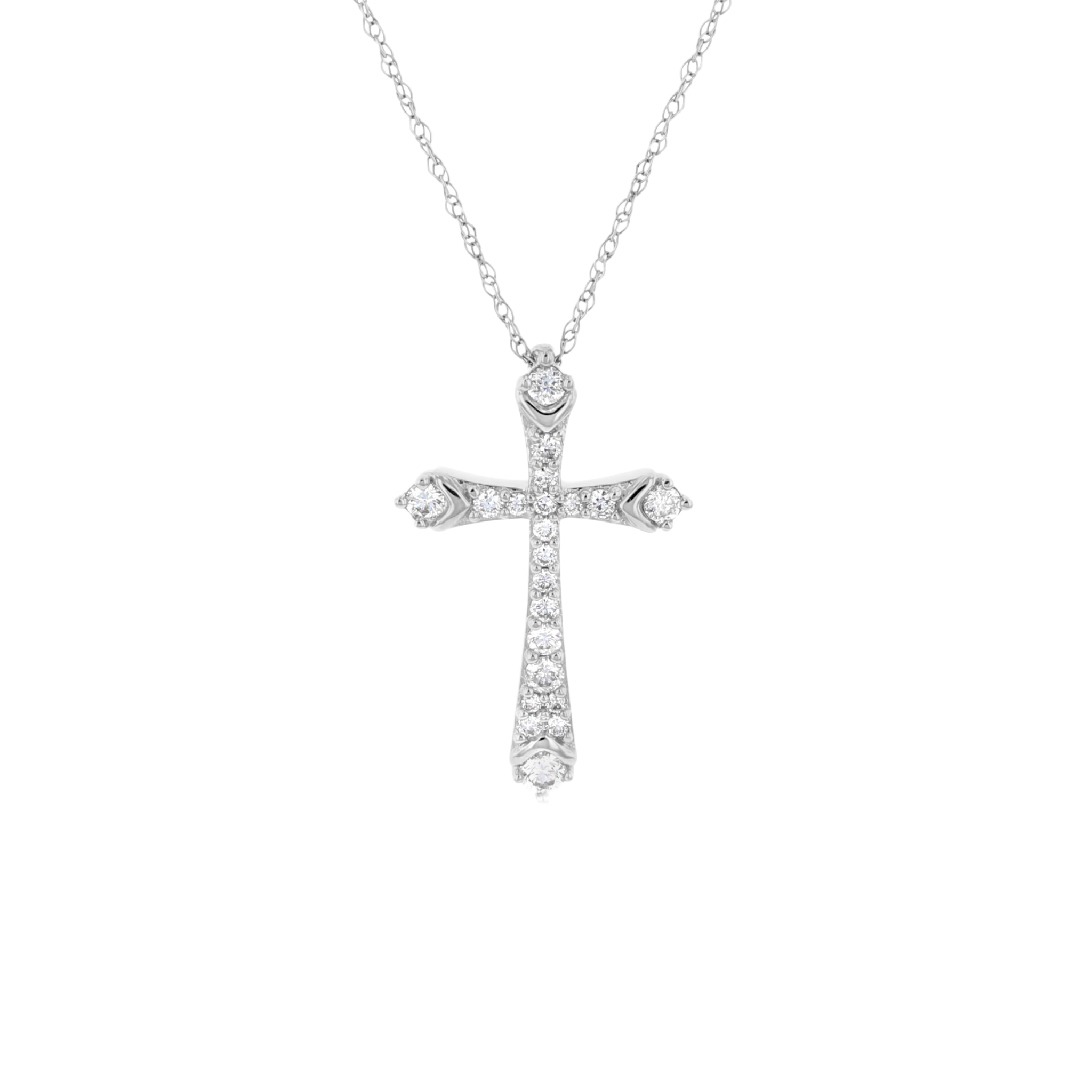 Graduated Diamond Cross Necklace in 14k White Gold - Iris + Mill