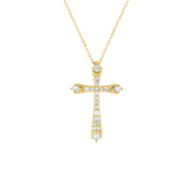 Graduated Diamond Cross Necklace in 14k Yellow Gold - Iris + Mill