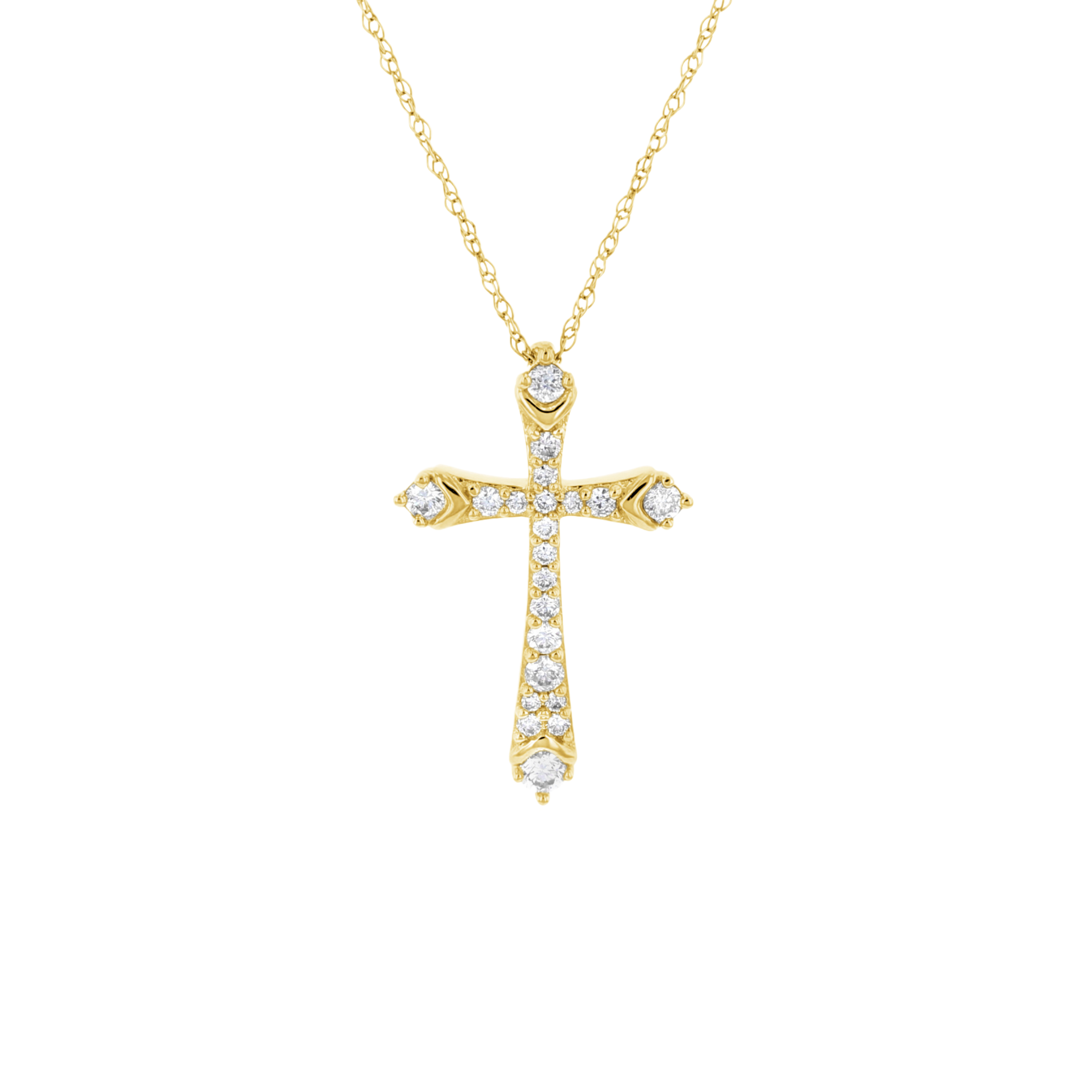 Graduated Diamond Cross Necklace in 14k Yellow Gold - Iris + Mill