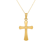 Graduated Round Tip Cross Necklace in 14K Yellow Gold