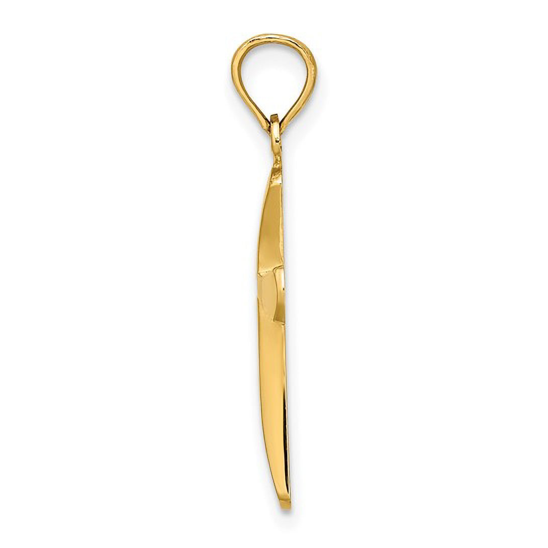 Graduated Round Tip Cross Necklace in 14K Yellow Gold