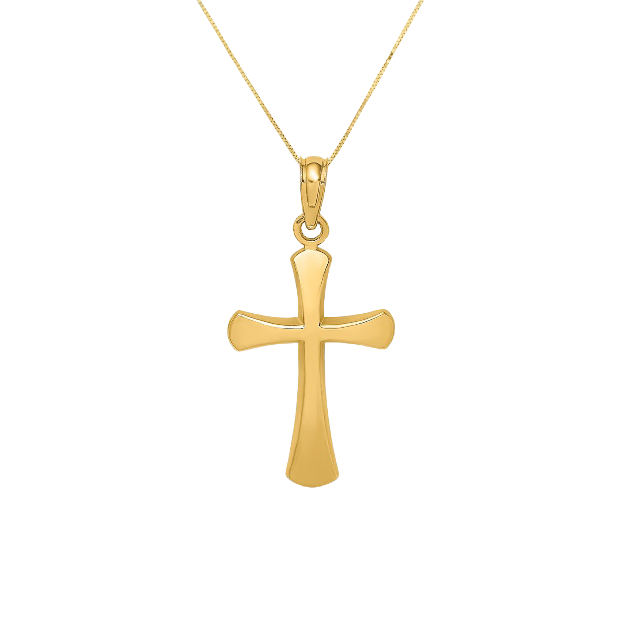 14K gold cross pendant necklace with box chain, timeless fine jewelry for everyday wear