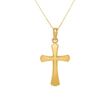 Graduated Round Tip Cross Necklace in 14K Yellow Gold