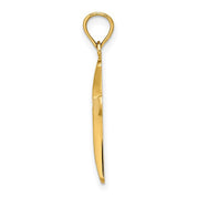 14K gold pendant with sleek, elongated design and looped top for necklace wear