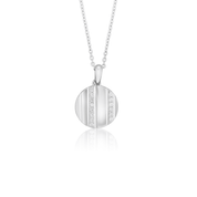 Grooved Circle Diamond Pendant Necklace