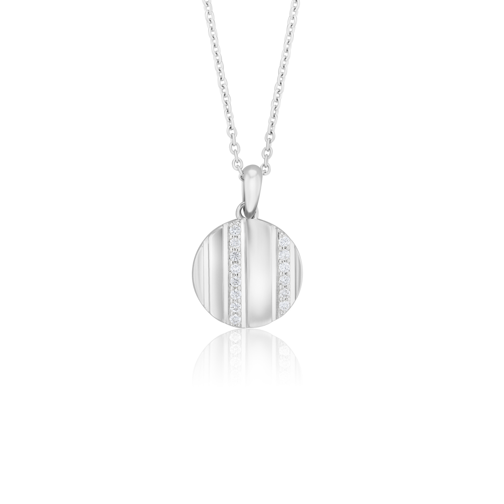 Round diamond stripe pendant necklace in 14K gold, timeless fine jewelry for everyday wear