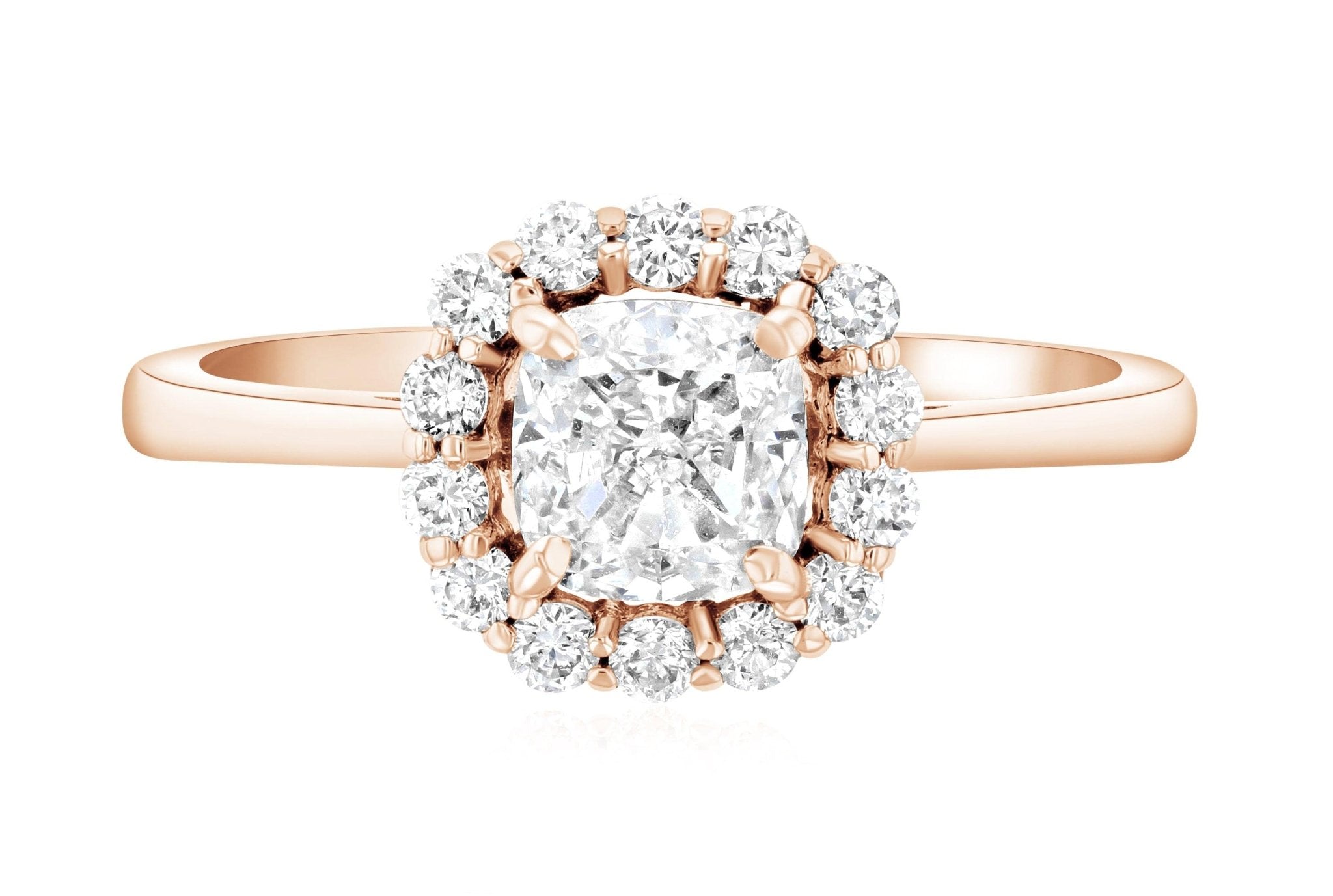 Halo Cushion Diamond Engagement Ring in 14k Rose Gold (1.28 ct. tw.)