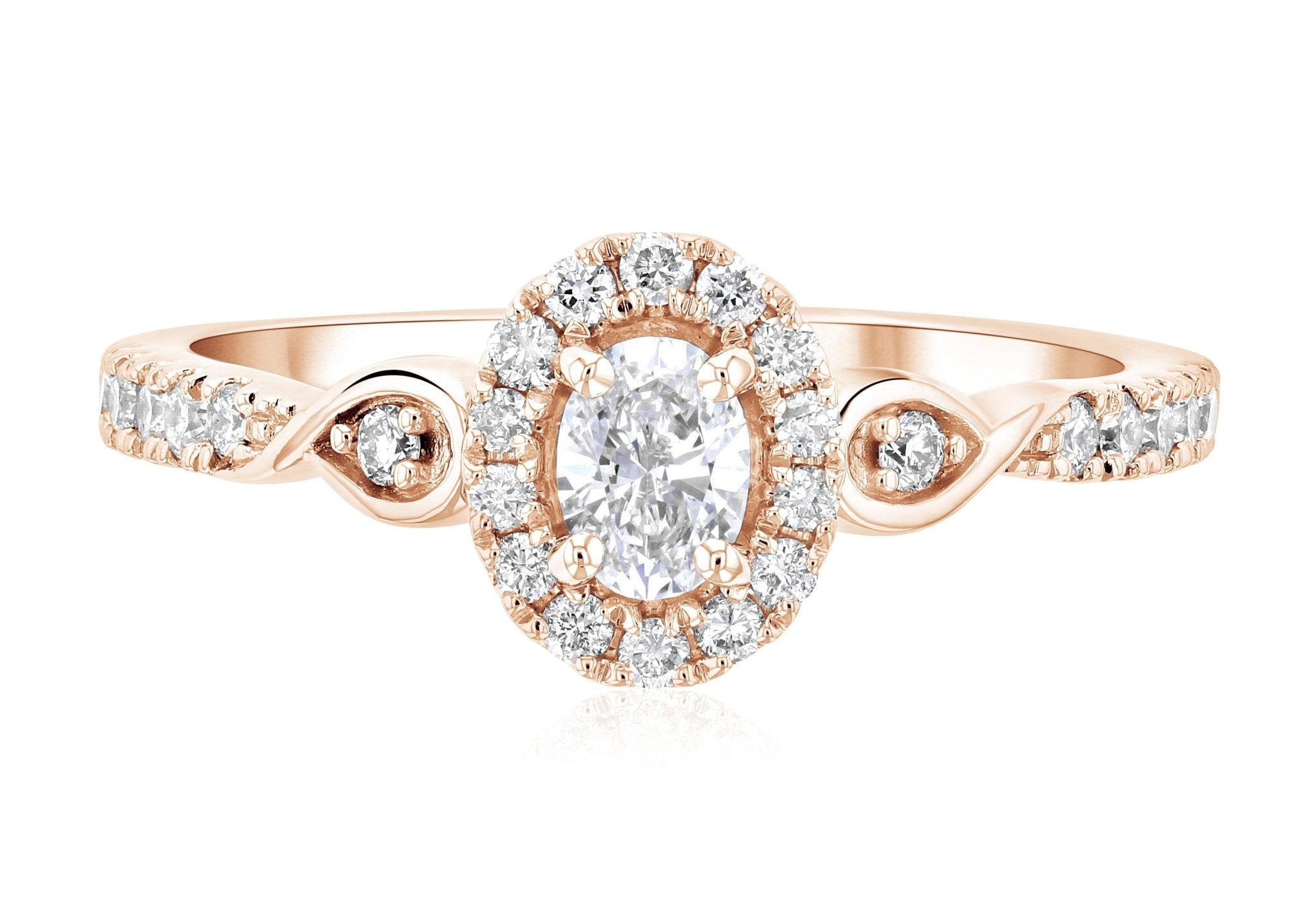 Halo Infinity Oval Diamond Engagement Ring in 14k Rose Gold (.56 ct. tw.)