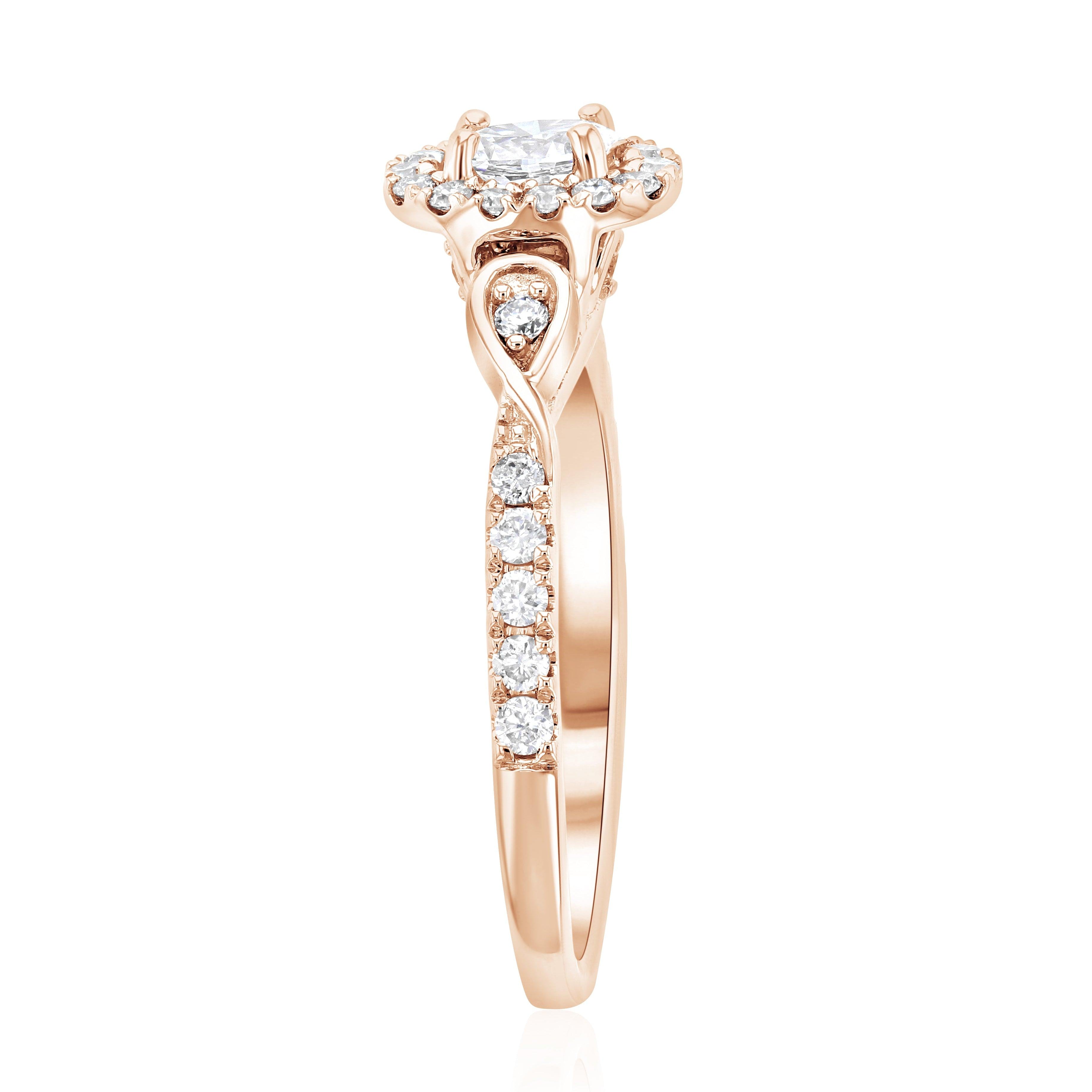 Halo Infinity Oval Diamond Engagement Ring in 14k Rose Gold (.56 ct. tw.) - Iris + Mill