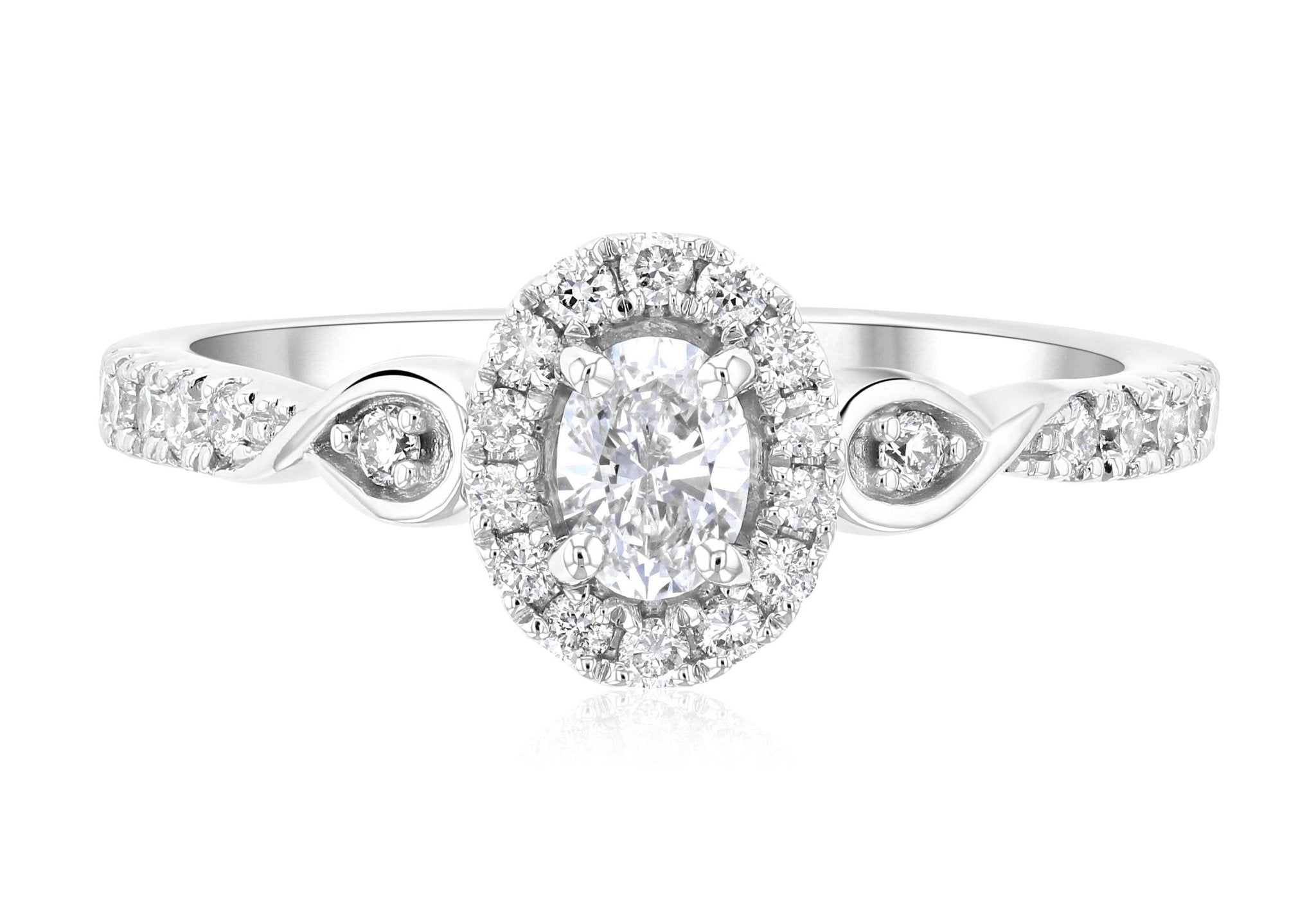 Halo Infinity Oval Diamond Engagement Ring in 14k White Gold (.56 ct. tw.)