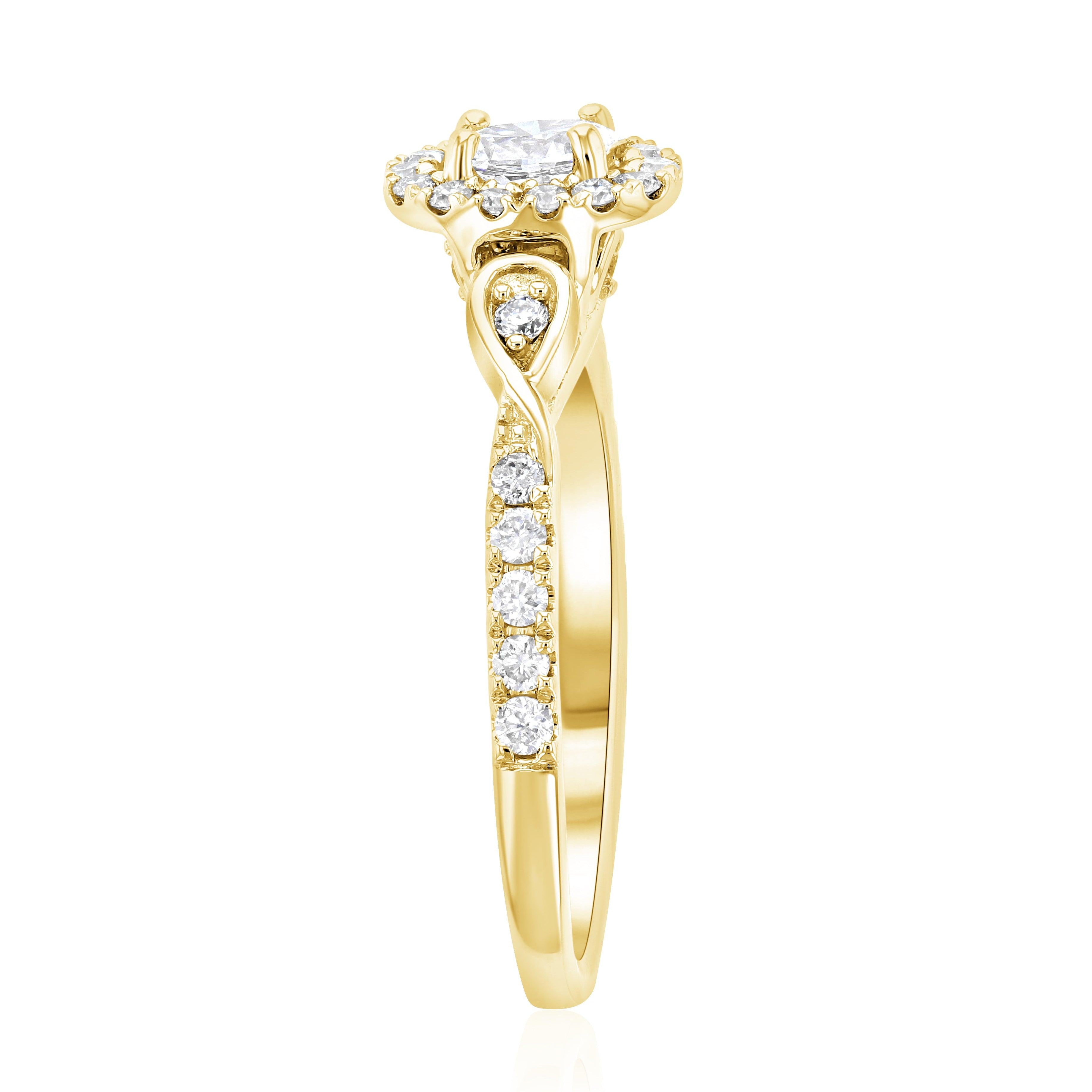 Halo Infinity Oval Diamond Engagement Ring in 14k Yellow Gold (0.56 ct. tw.) - Iris + Mill
