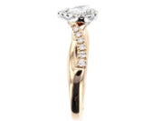 14K gold diamond engagement ring with halo and side stones, timeless fine jewelry design