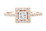 Halo Princess Diamond Engagement Ring in 14k Rose Gold (0.76 ct. tw.)