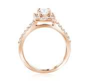 Halo Princess Diamond Engagement Ring in 14k Rose Gold (0.76 ct. tw.)