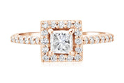 Halo Princess Diamond Engagement Ring in 14k Rose Gold (0.76 ct. tw.)