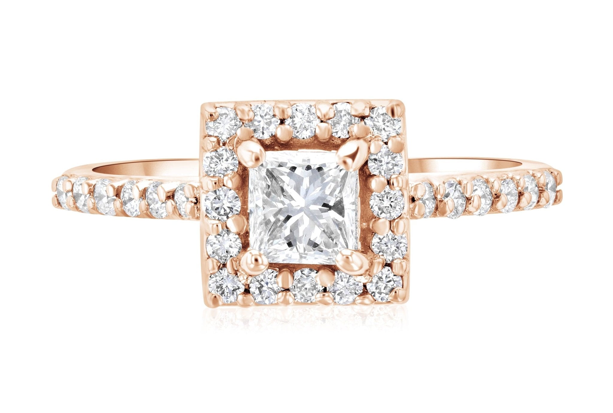 Halo Princess Diamond Engagement Ring in 14k Rose Gold (0.76 ct. tw.)