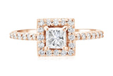 Halo Princess Diamond Engagement Ring in 14k Rose Gold (0.76 ct. tw.)