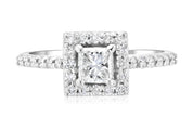 Halo Princess Diamond Engagement Ring in 14k White Gold (.76 ct. tw.)