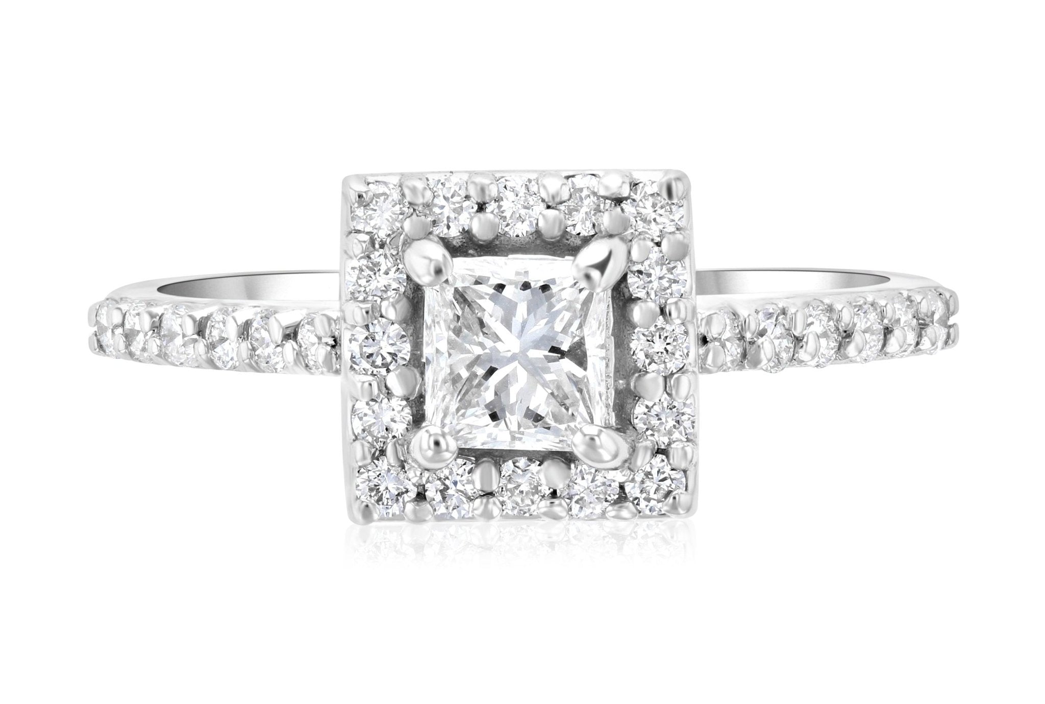 Halo Princess Diamond Engagement Ring in 14k White Gold (.76 ct. tw.)