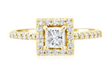 Halo Princess Diamond Engagement Ring in 14k Yellow Gold (0.76 ct. tw.)
