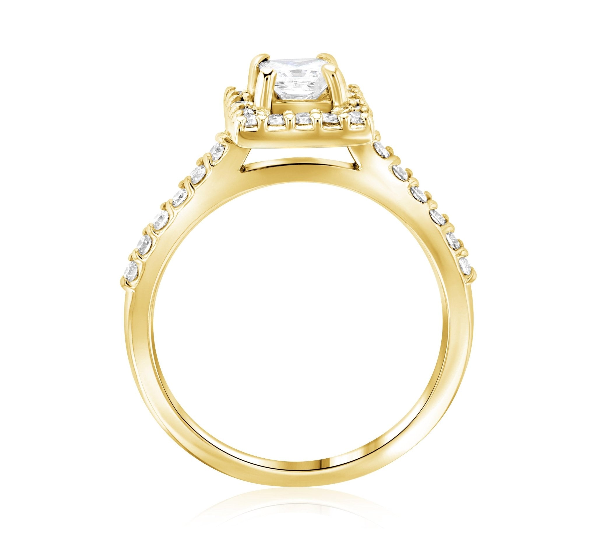 Halo Princess Diamond Engagement Ring in 14k Yellow Gold (0.76 ct. tw.)