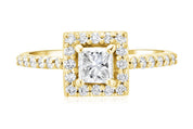 Halo Princess Diamond Engagement Ring in 14k Yellow Gold (0.76 ct. tw.)