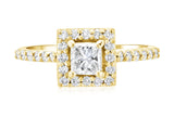 Halo Princess Diamond Engagement Ring in 14k Yellow Gold (0.76 ct. tw.)