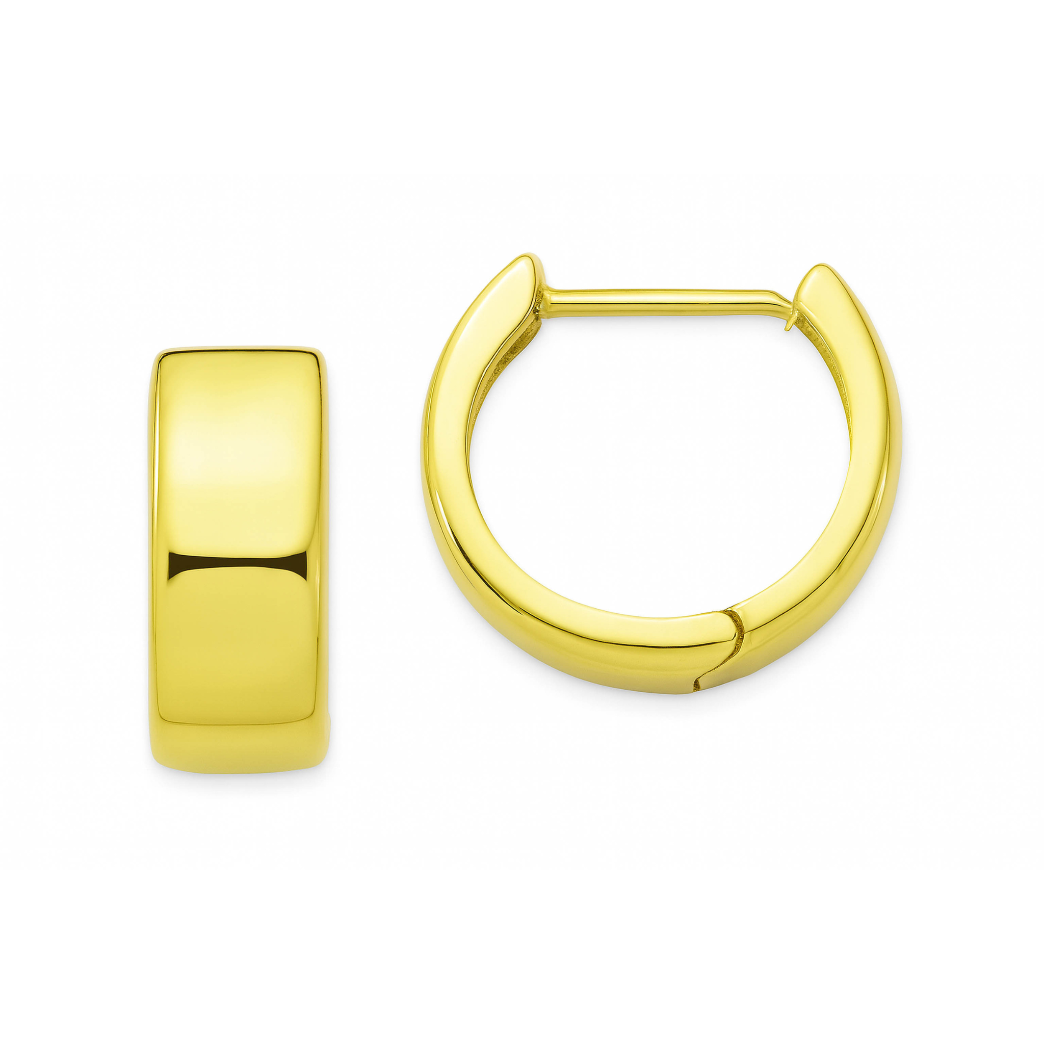 14K gold huggie hoop earrings, sleek and polished for everyday wear