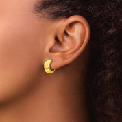 14K gold hoop earring on ear, minimalist fine jewelry for everyday wear
