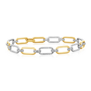 Diamond Link Bracelet in Two-Tone 14K Gold