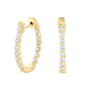 14K gold diamond hoop earrings with round brilliant stones, timeless fine jewelry for everyday wear